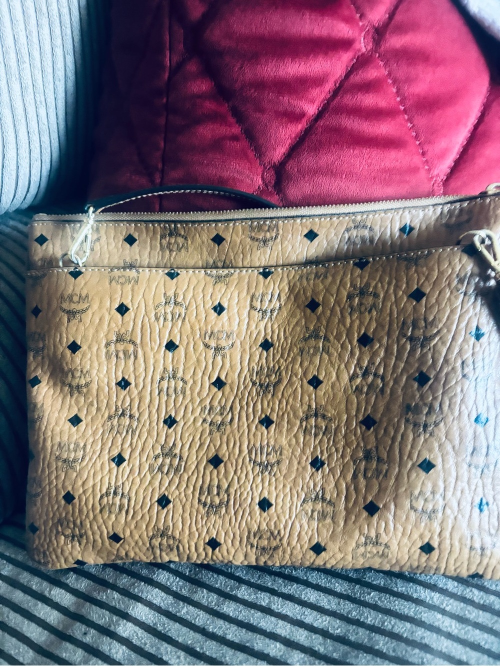 MCM Cognac Visetos Monogram Crossbody in Tan